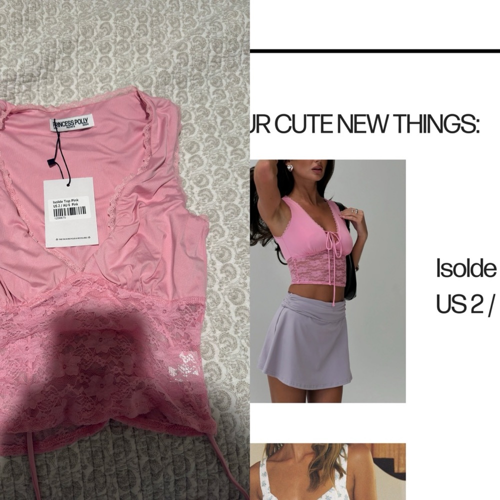 Princess Polly Blush Lace Crop Top